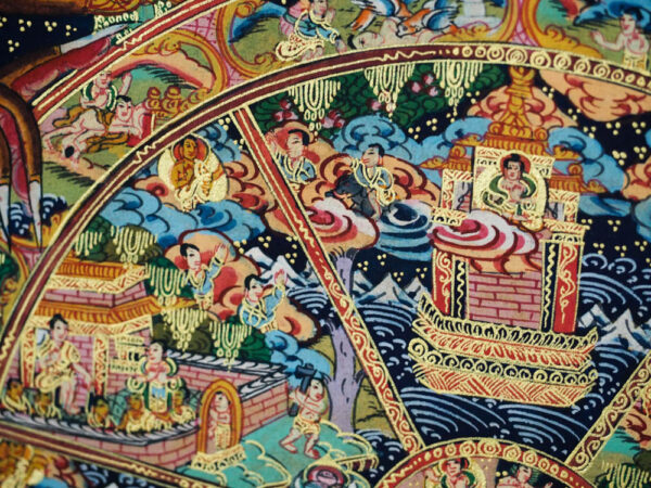 koło życia tybetańska thangka pozłacana duża centrum