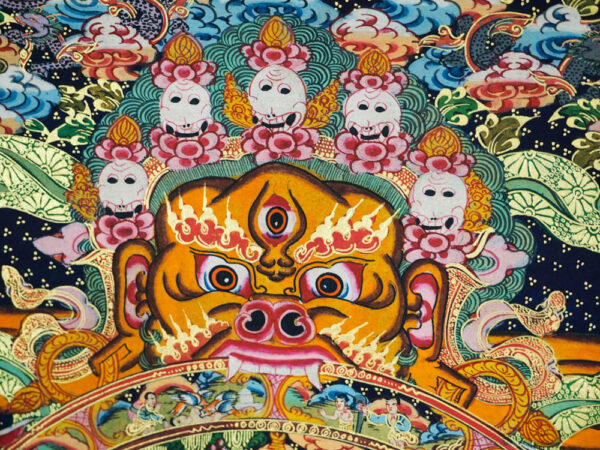 koło życia tybetańska thangka pozłacana duża detal