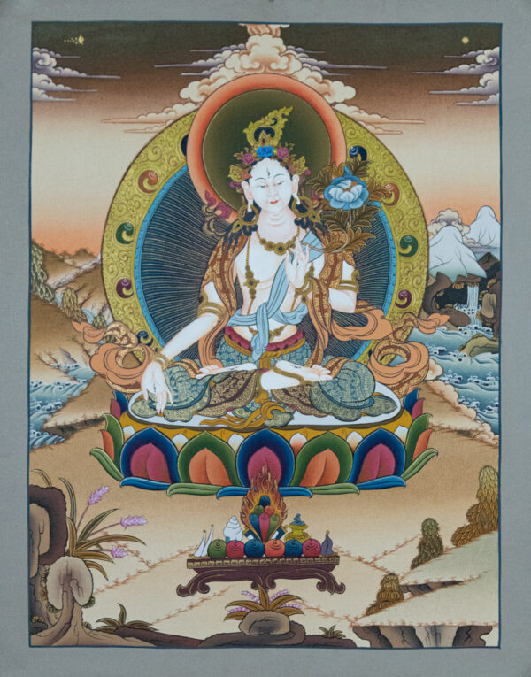 biała tara thanka buddyzm tybetański