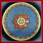 Mandala 8 symboli pomyślności niebieska