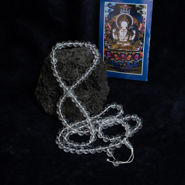 mala buddyjska kryształ górski 108 koralików modlitewnych, czenrezik