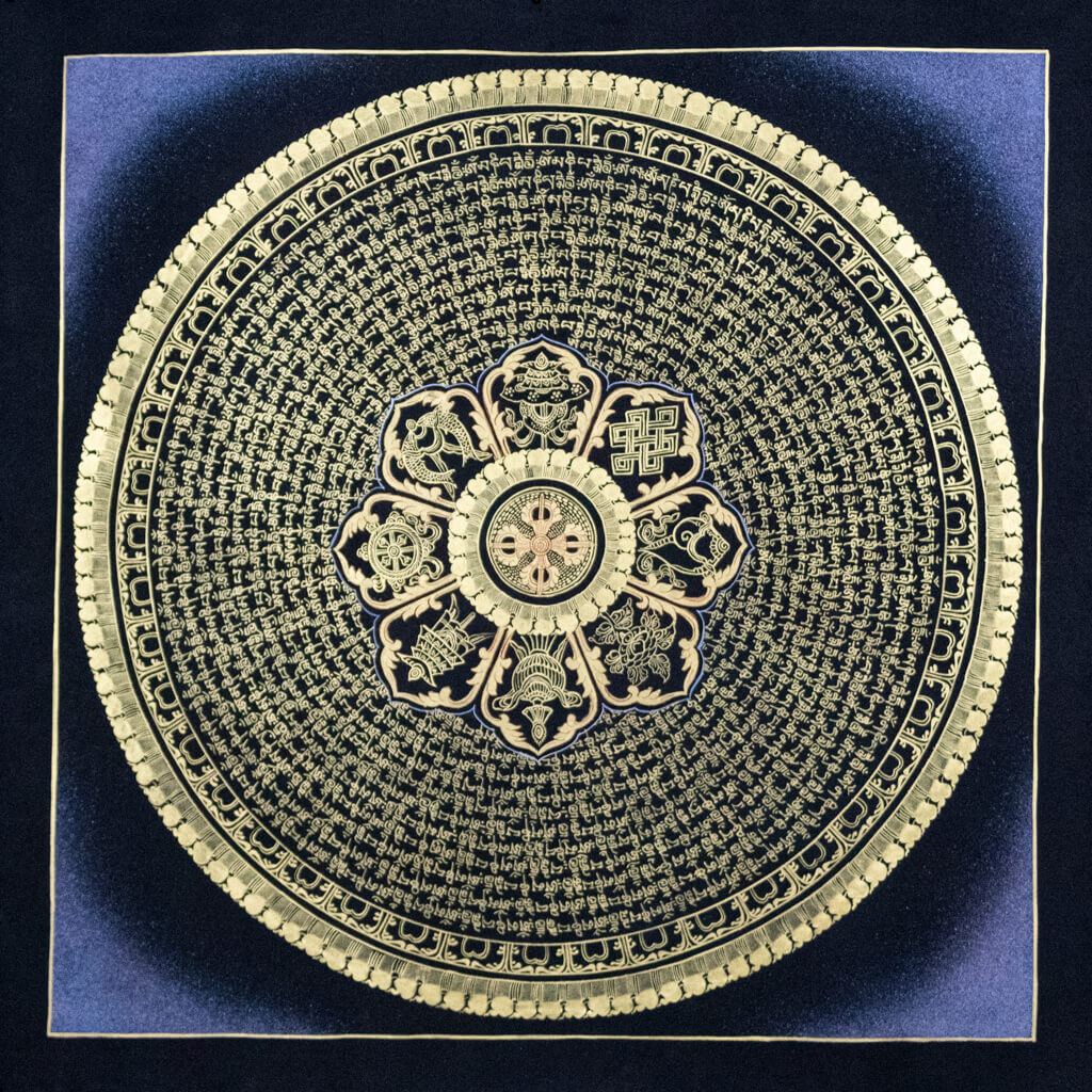 Mandala 8 znaków pomyślności, buddyjska thanka