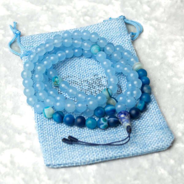 niebieska mala buddyjska 108 jadeit agat lapis lazuli, sznur korali z kamieni naturalnych 8 mm