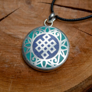 Amulet tybetański z Węzłem Nieskończoności Turkus