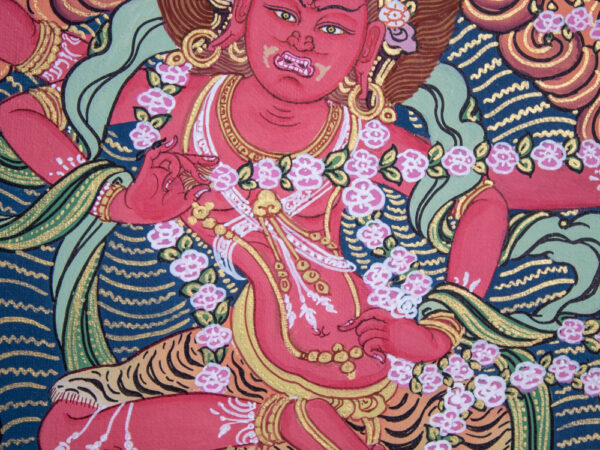 kurukulle thanka obraz buddyjski na płotnie w stylu tybetańskim, czerwona tara bogini namiętności, miłości i czarów w buddyzmie i hinduizmie