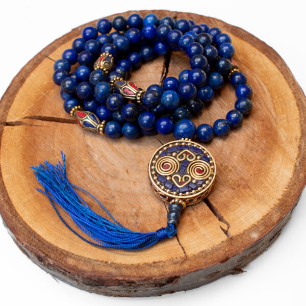 mala buddyjska z lapis lazuli dla buddy medycyny, sznur 108 koralików 8 mm z kamieni naturalnych do medytacji mantry i jogi