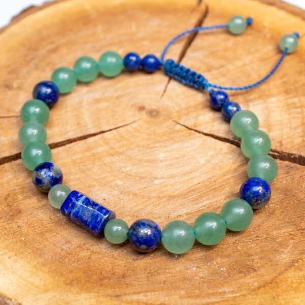 bransoletka dla strzelca lapis lazuli awenturyn zielony, kamienie naturalne na sznurku