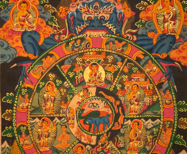 Zbliżenie na Mandala Koło Życia i Śmierci thanka buddyjska tybet Nepal obraz na płótnie