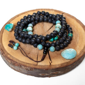 Mala buddyjska Lawa wulkaniczna, Turkus, Larimar, Amazonit