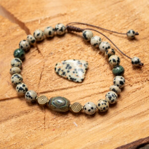 Bransoletka z Jaspisem Dalmatyńskim i Agatem Dzi „Sukces”