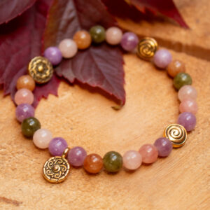 Bransoletka Pastelowy Jadeit z Mandalami na gumce