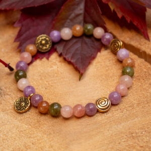 Bransoletka Pastelowy Jadeit z Mandalami na gumce