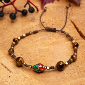 Bransoletka sznurkowa Tygrysie Oko „Odwaga i Obfitość”