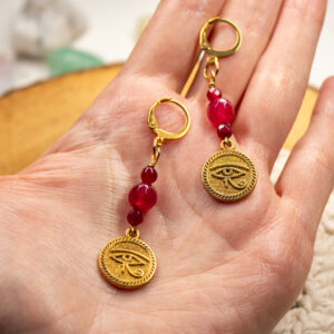 Kolczyki Oko Horusa Czerwony Jadeit