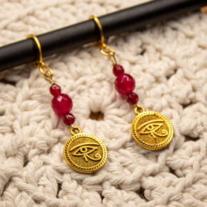 Kolczyki Oko Horusa Czerwony Jadeit