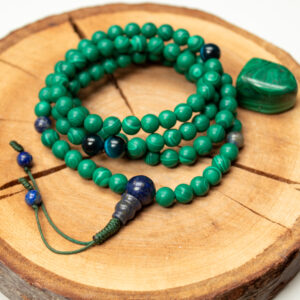 Mala buddyjska Malachit, Lapis Lazuli, Sokole Oko 6 mm