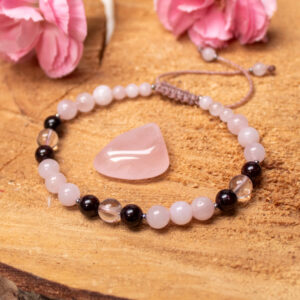 Bransoletka na Miłość Koziorożec: Kwarc Różowy, Granat, Kryształ Górski