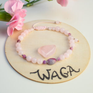 Bransoletka na Miłość Waga: Kwarc Różowy i Turmalin