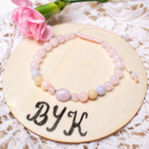 Bransoletka na Miłość Byk: Kunzyt, Morganit i Kwarc Różowy