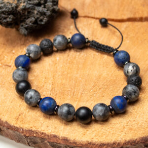 Męska Bransoletka Lapis Lazuli i Larvikit – Surowa Moc Północy