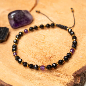 Bransoletka Ochronna: Czarny Turmalin, Ametyst i Hematyt