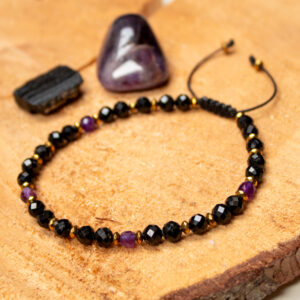 Bransoletka Ochronna: Czarny Turmalin, Ametyst i Hematyt