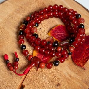Mala Czerwony Ogień Padmy – Karneol, Granat, Jaspis, Agat Ognisty